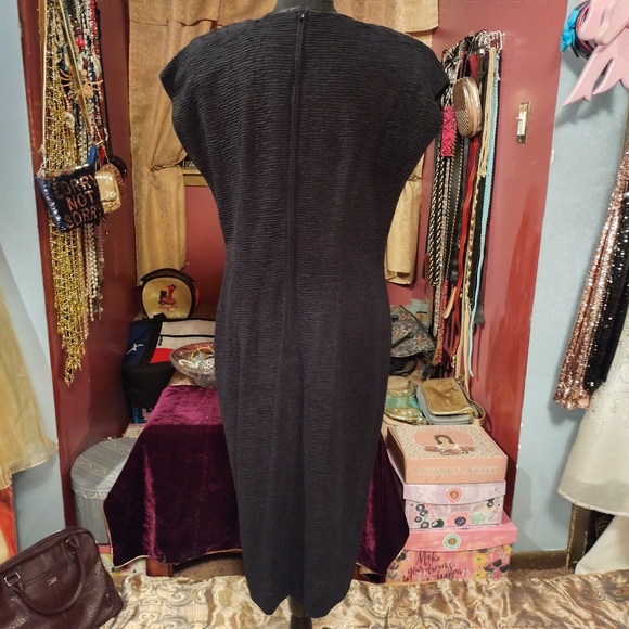 Leslie Fay Collections Vintage Black Sheath Dress 12 - Picture 4 of 4